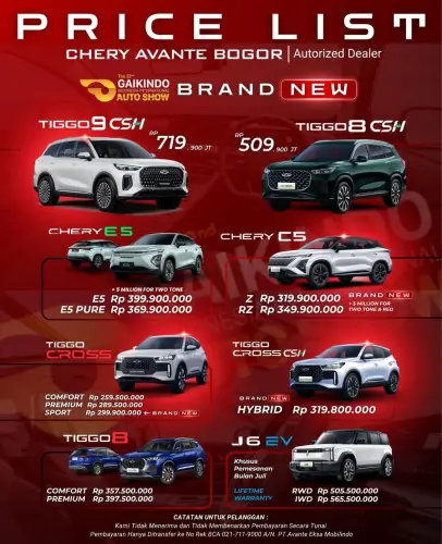Pricelist Harga Chery cicendo 2025